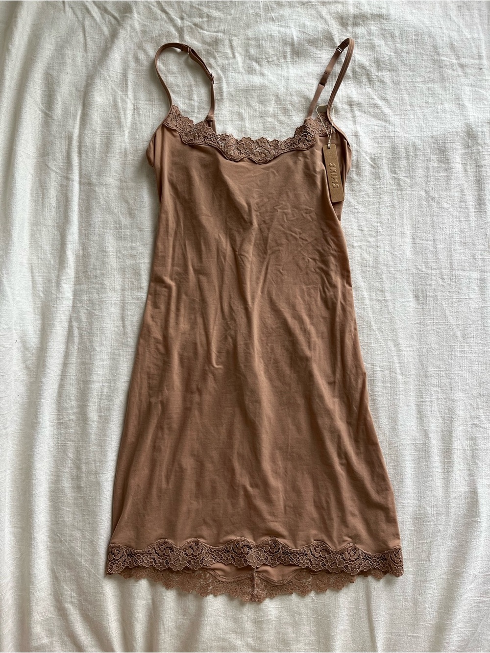 Skims Fits Everybody Lace Slip Dress in Sienna NWT